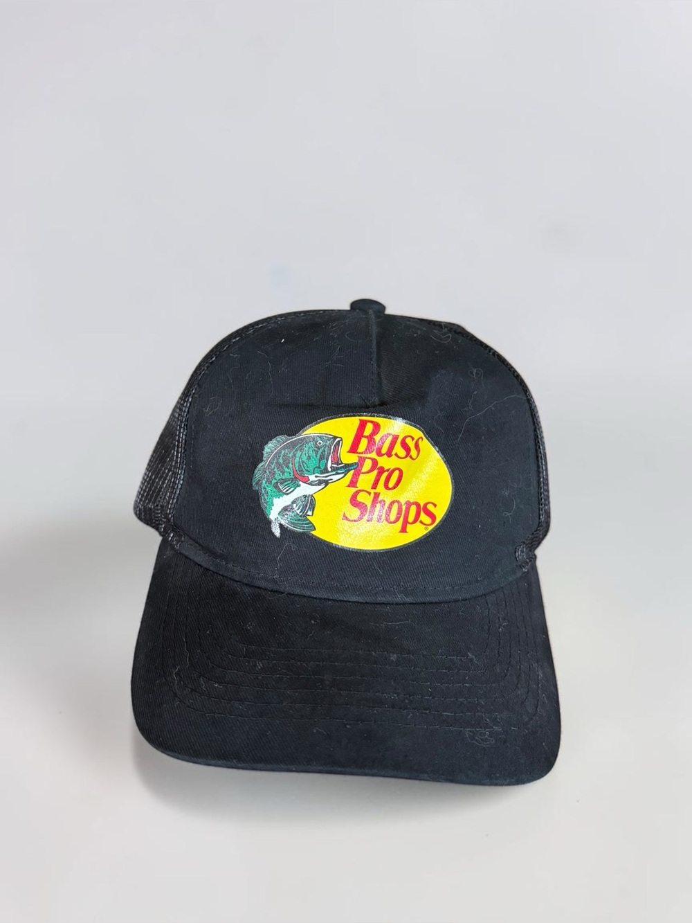 Bass Pro Shops Trucker Hat Fishing Mesh Snapback Black Cap